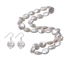 Snh Natural Coin Shape Women Pearl Jewelry Set